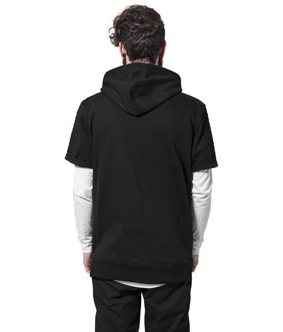 Short Sleeve Side Zipped Hoody black 1